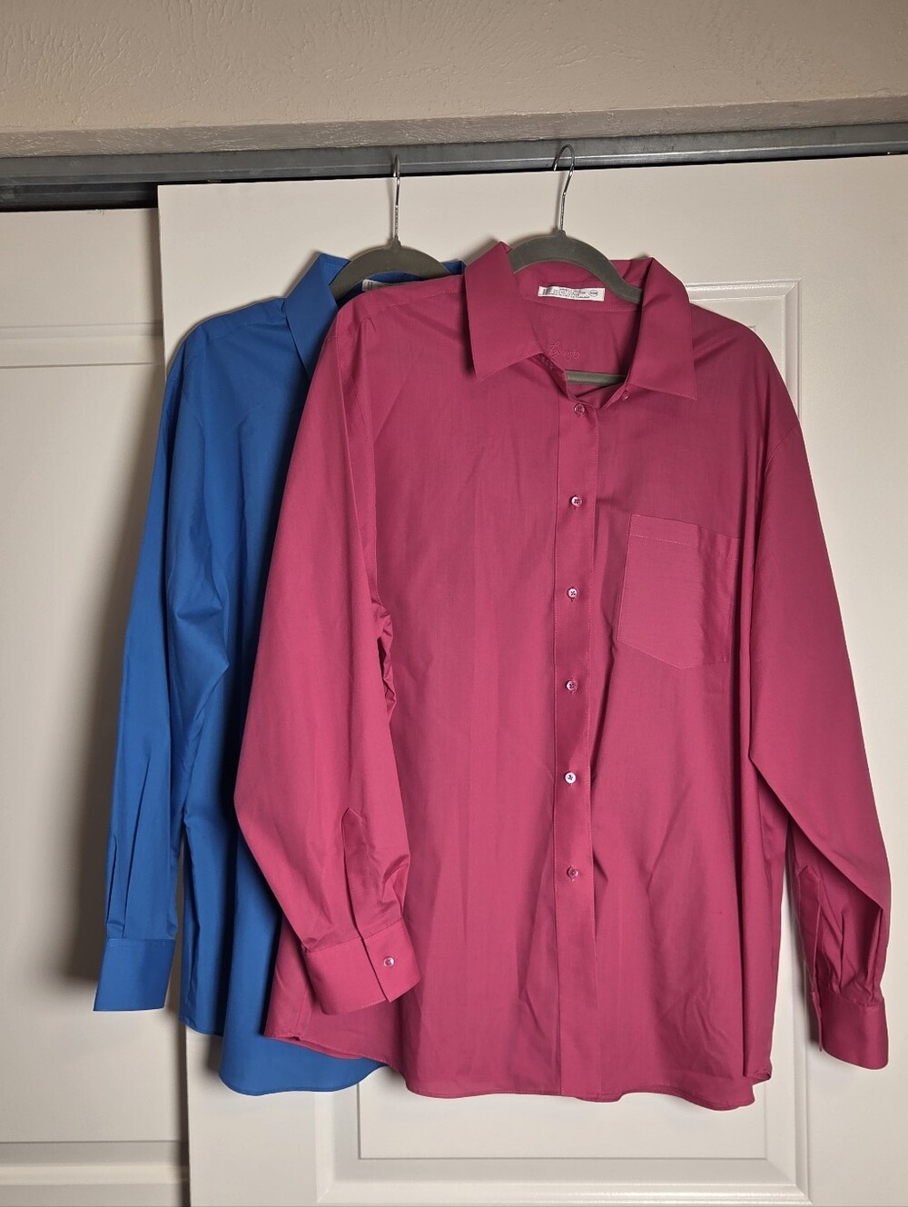 Bundle 2 Foxcroft Women's 18W Long Sleeve Shirts Button Down Wrinkle Free Cotton